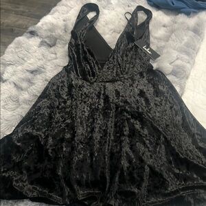 Lulu's Black Crushed Velvet Mini Dress